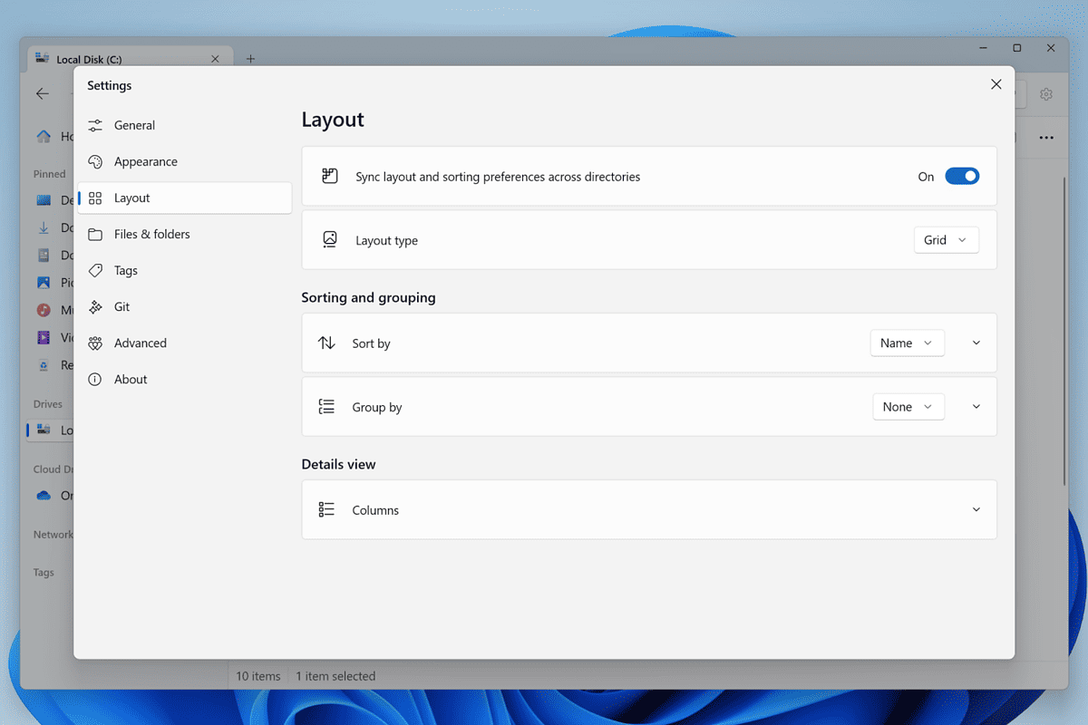 Files new settings page