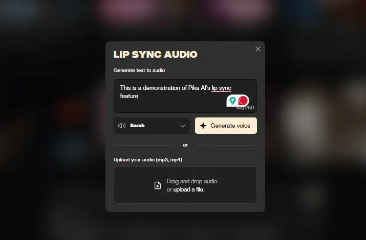 Lip sync audio