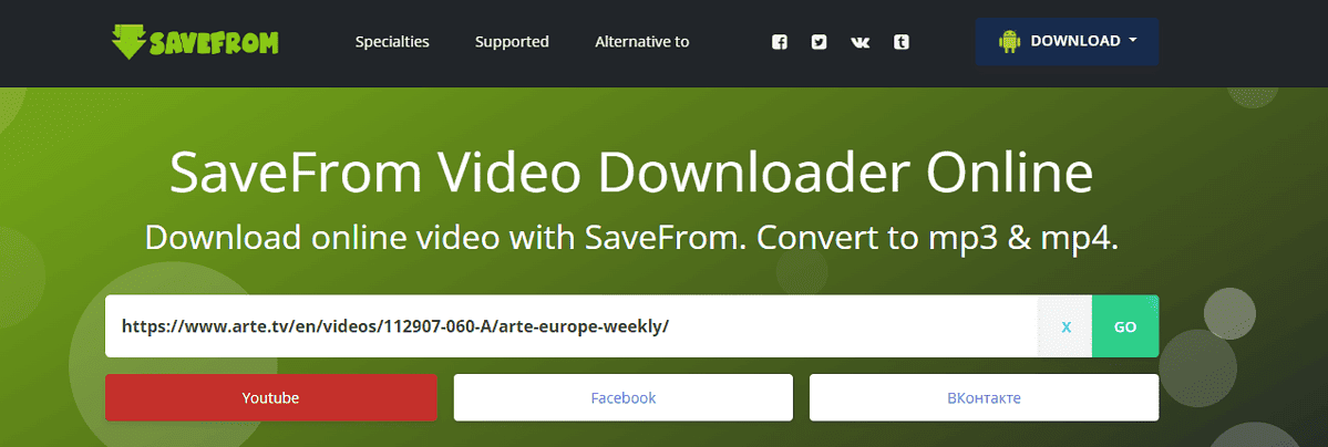 SaveFrom website