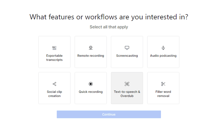 Select the features you're most interested in. You can pick a few or all of them.