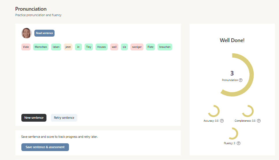 Talkio AI pronunciation score