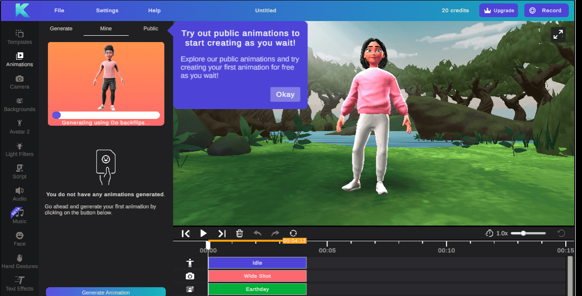 The AI will take a few minutes to create your animation.