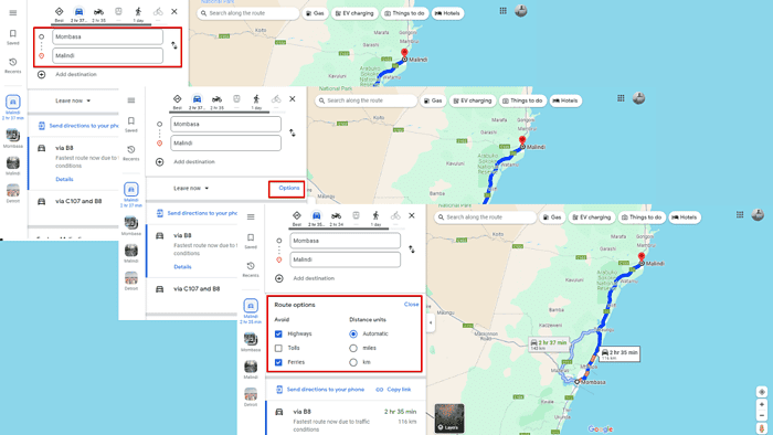 Mode RV de Google Maps