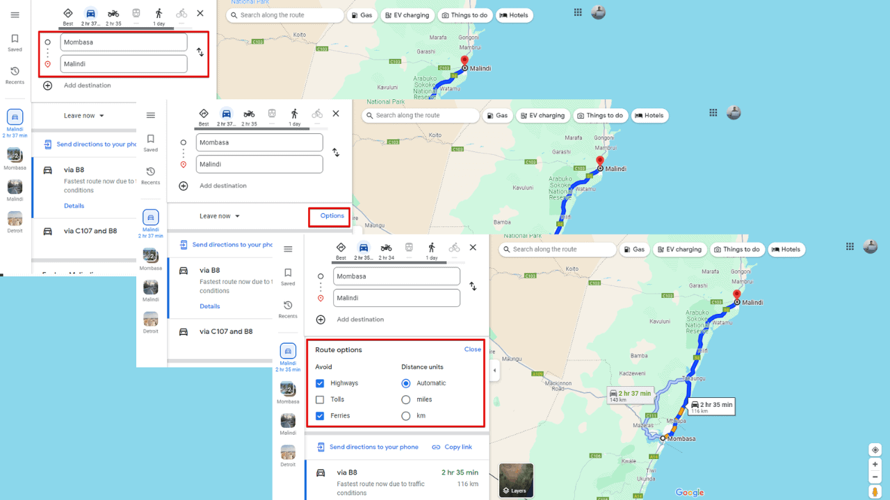 Google Maps RV-modus