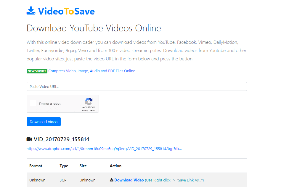 VideoToSave - Dropbox downloader