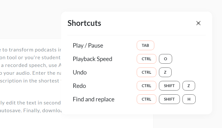 audext media player shortcuts