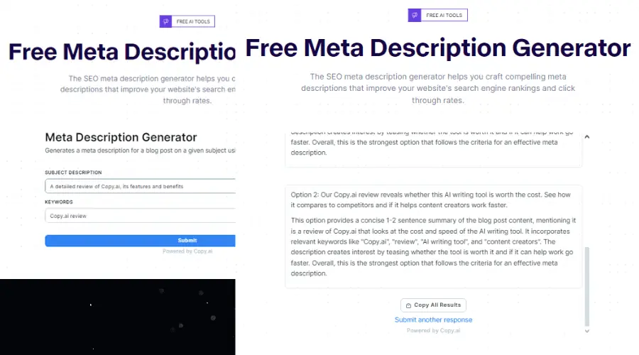 copy.ai meta description generator