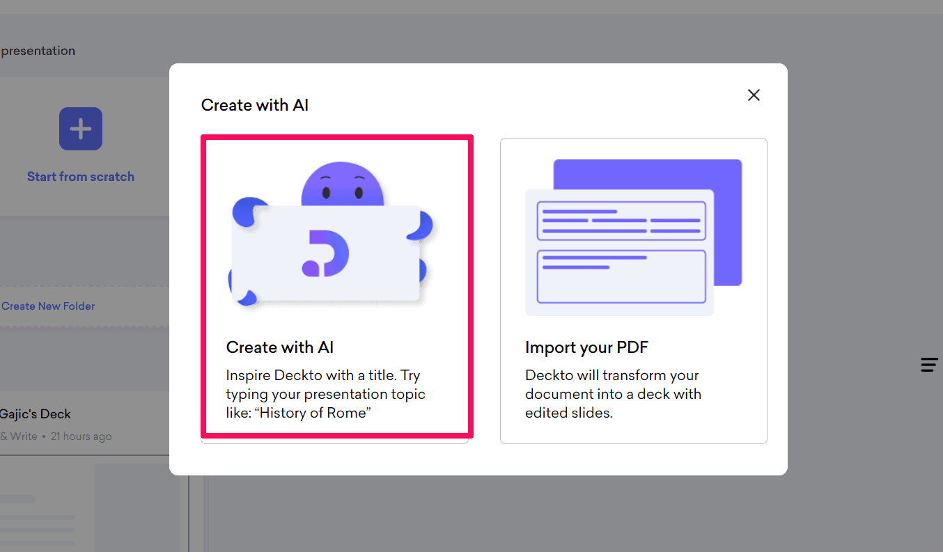Creating a presentation with AI