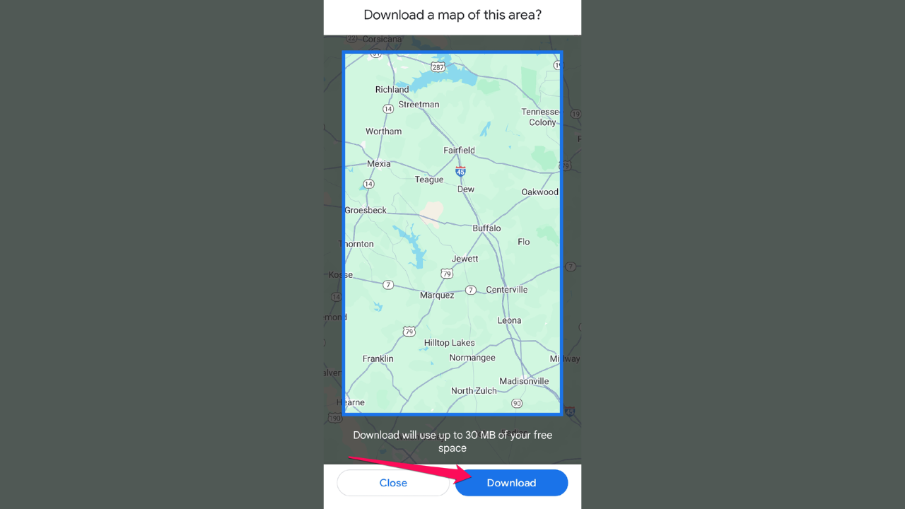 Download areas for offline use in Google Maps