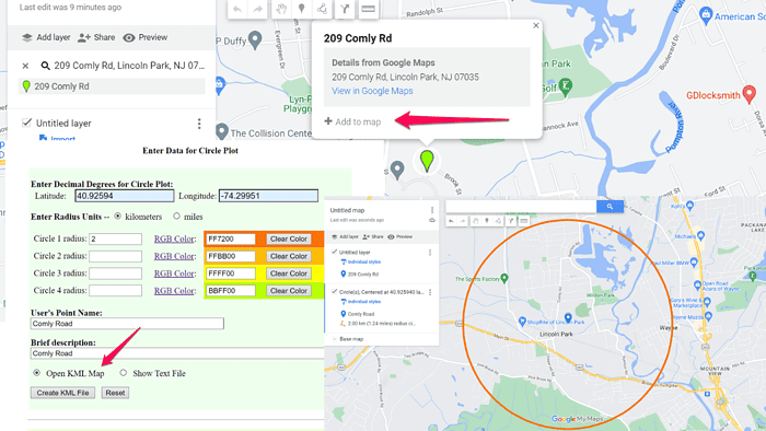 Drawing a radius on Google Maps