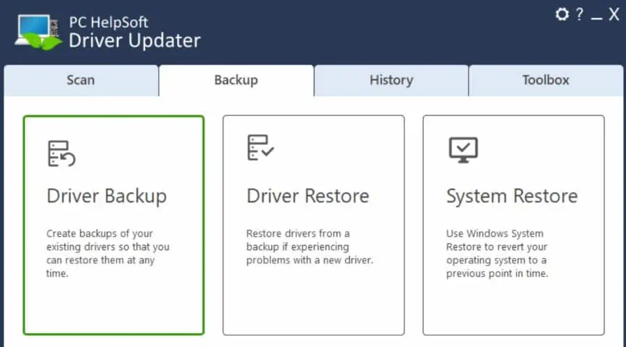 Driver Updater backups