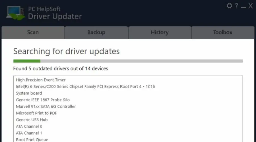 Driver Updater scanning drivers