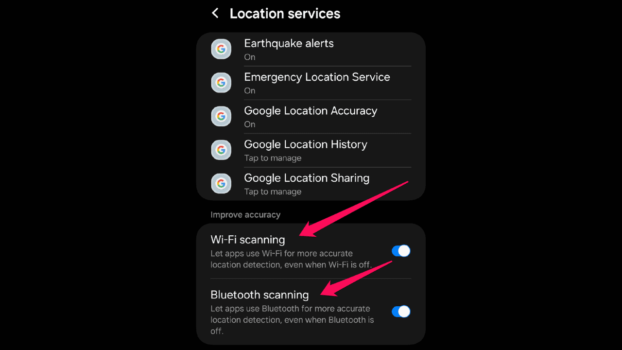 Enabling Wi-fi and Bluetooth scanning