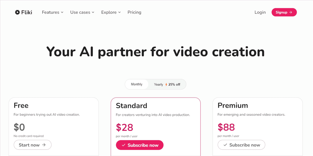 fliki ai pricing