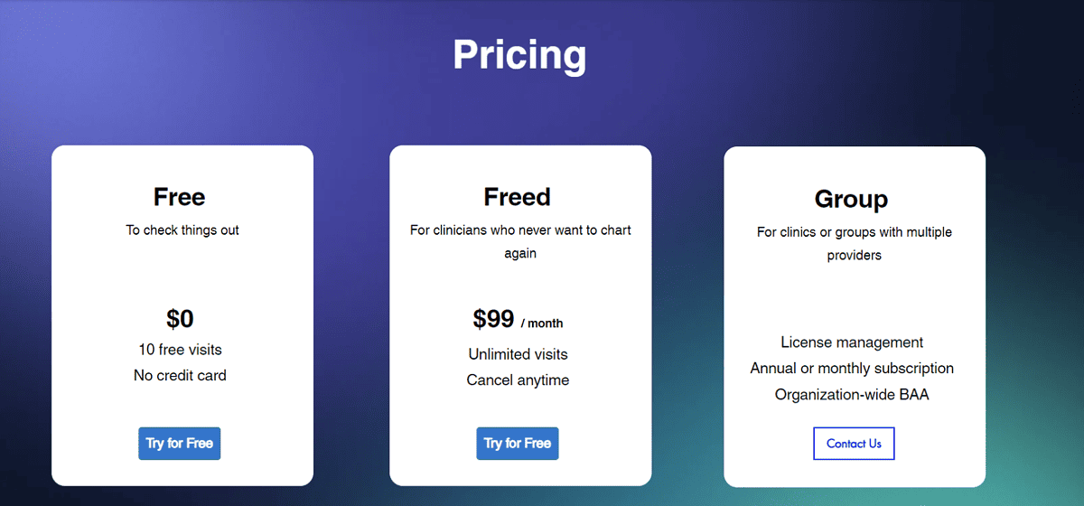 Freed AI pricing plans
