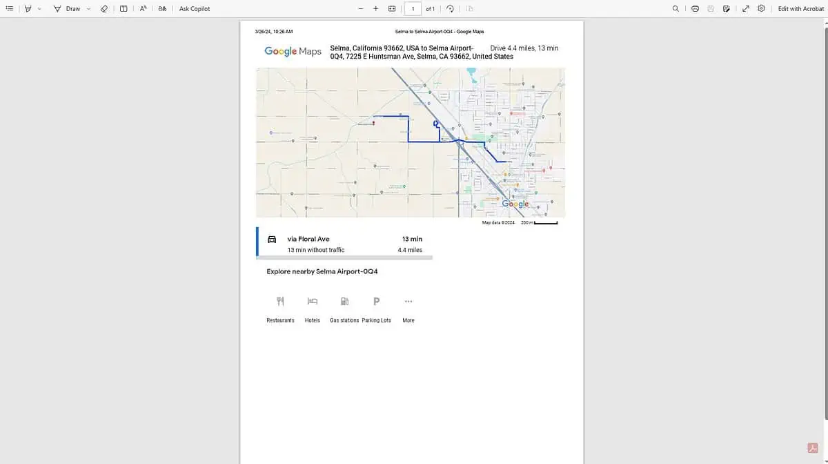 google maps pdf directions
