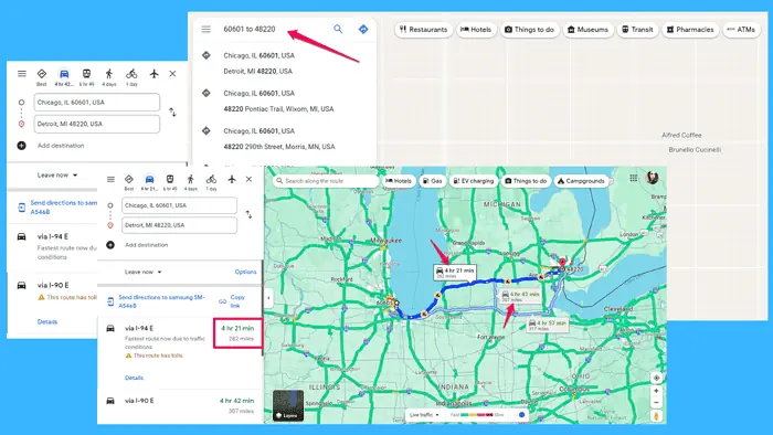 Google Maps distance between zip codes