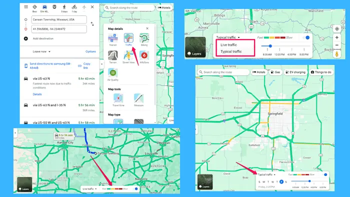 Google Maps-trafikk etter tid