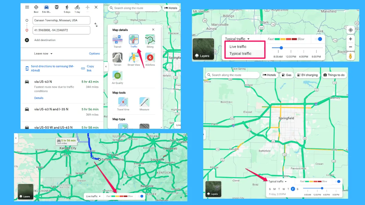 Google Maps traffic by time