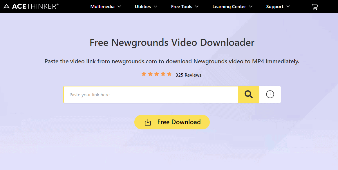 AceThinker Free Online Newgrounds Downloader interface