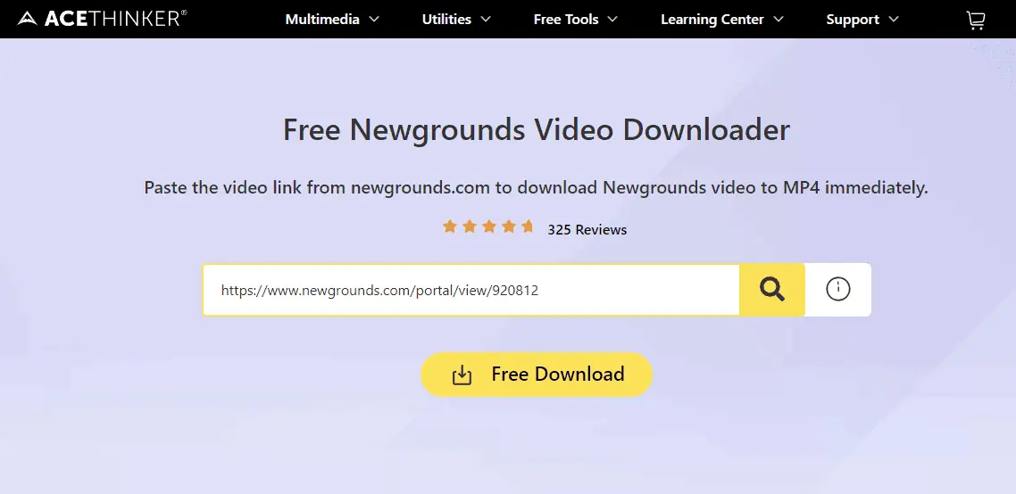 AceThinker Free Online Newgrounds Downloader with link