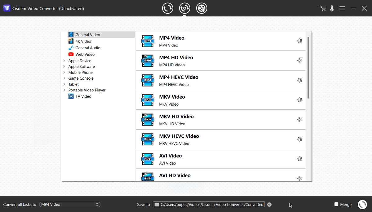 Cisdem Video Converter formats