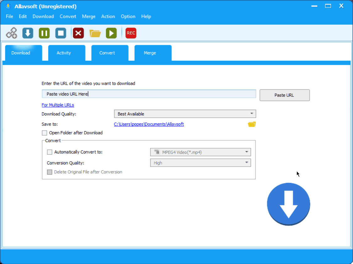 Allavsoft Video and Audio Downloader interface