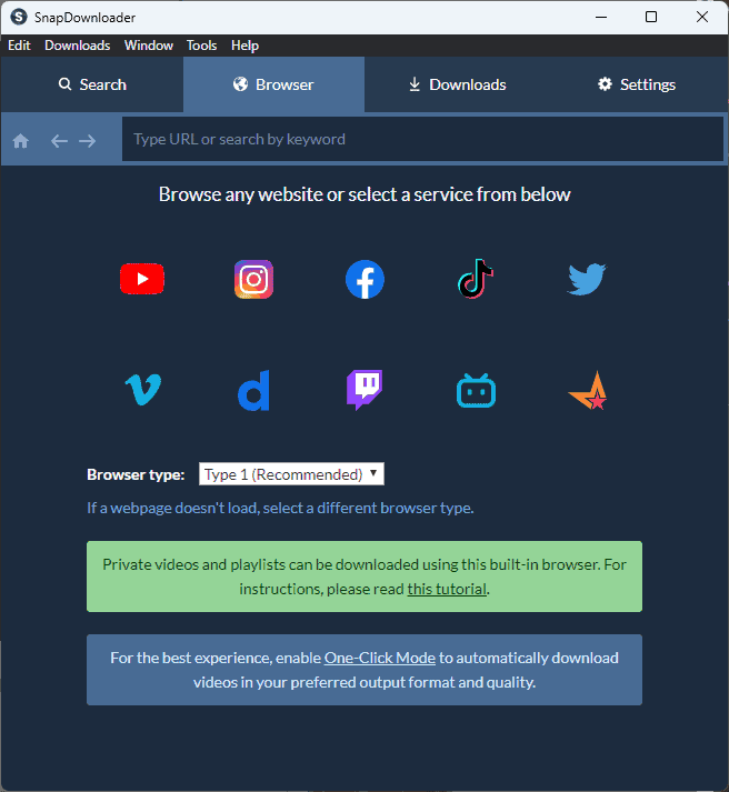SnapDownloader browser