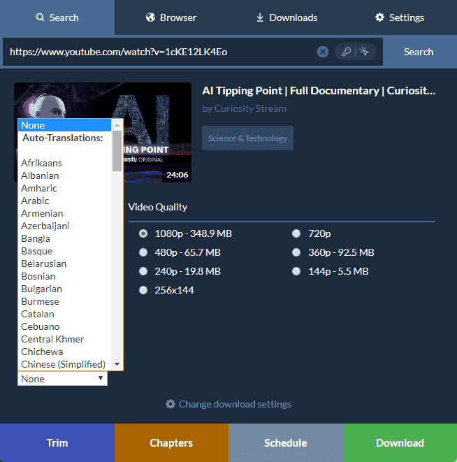 Snap Downloader translations