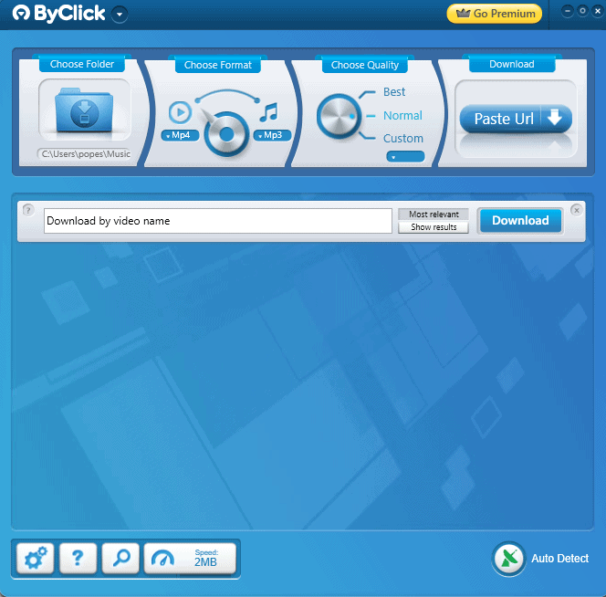 Interfaccia di ByClick Downloader