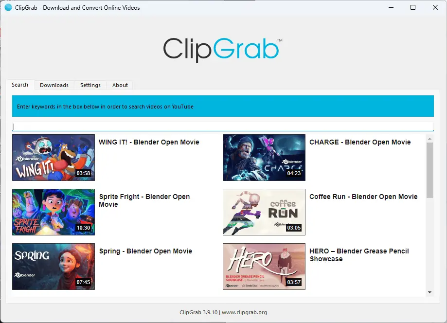 ClipGrab interface