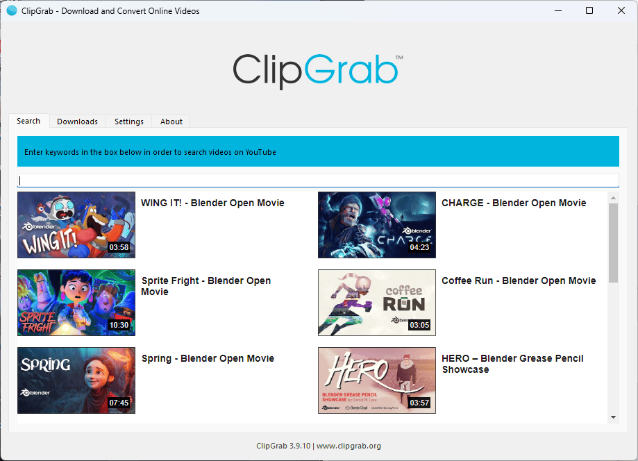 ClipGrab interface