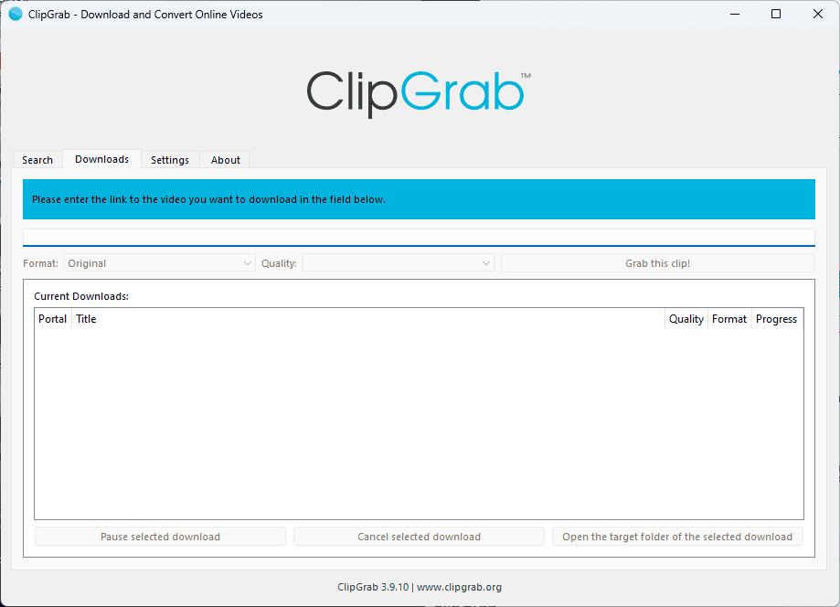 ClipGrab lägg till länk