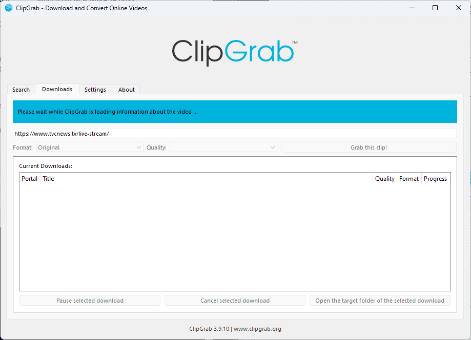 ClipGrab analyzing