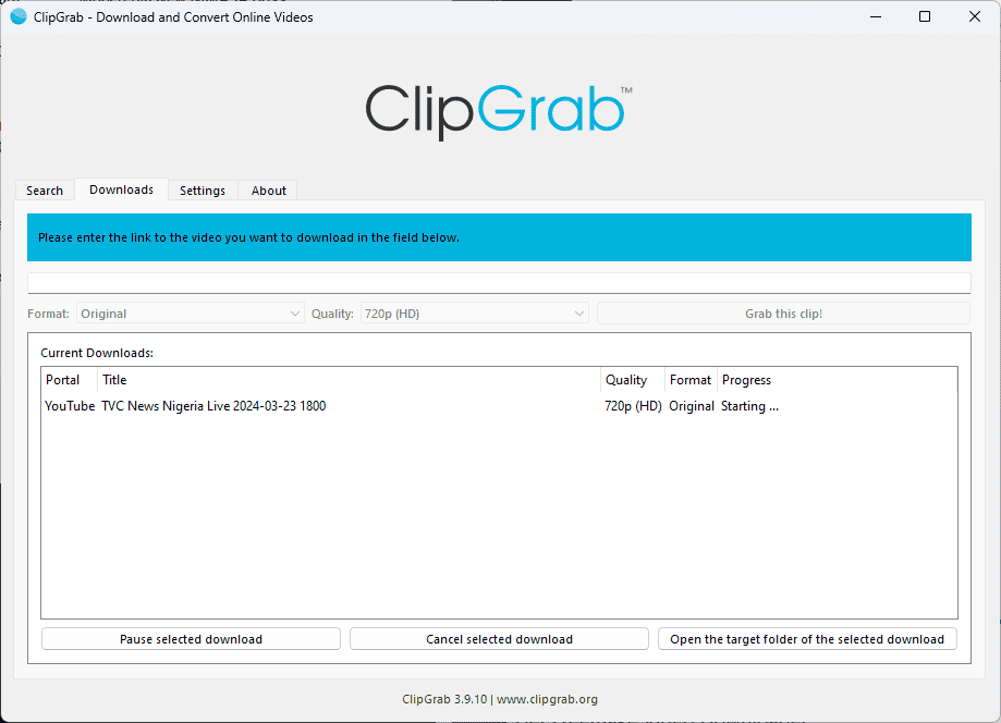 ClipGrab downloading
