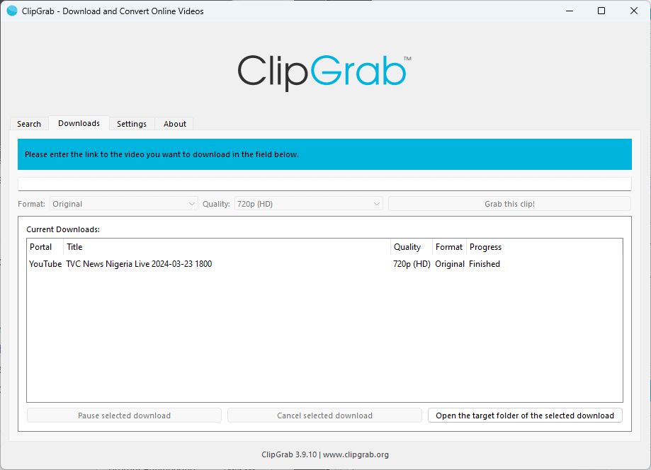 ClipGrab downloaded