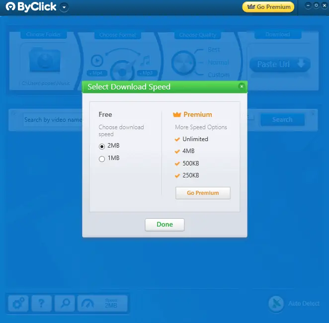 ByClick Downloader letöltési sebesség