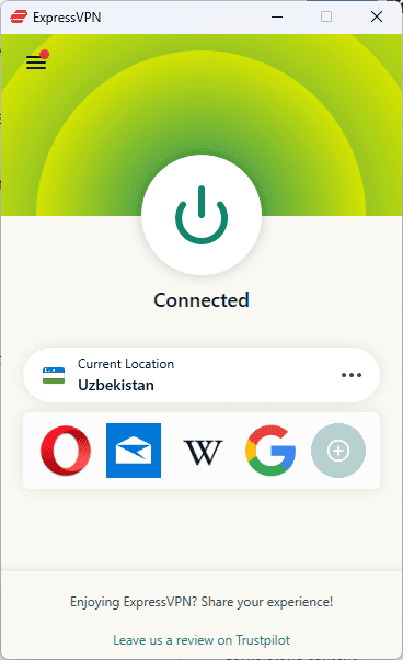 express VPN connected to Uzbekistan server