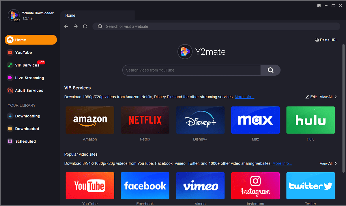 Y2Mate Downloader interface