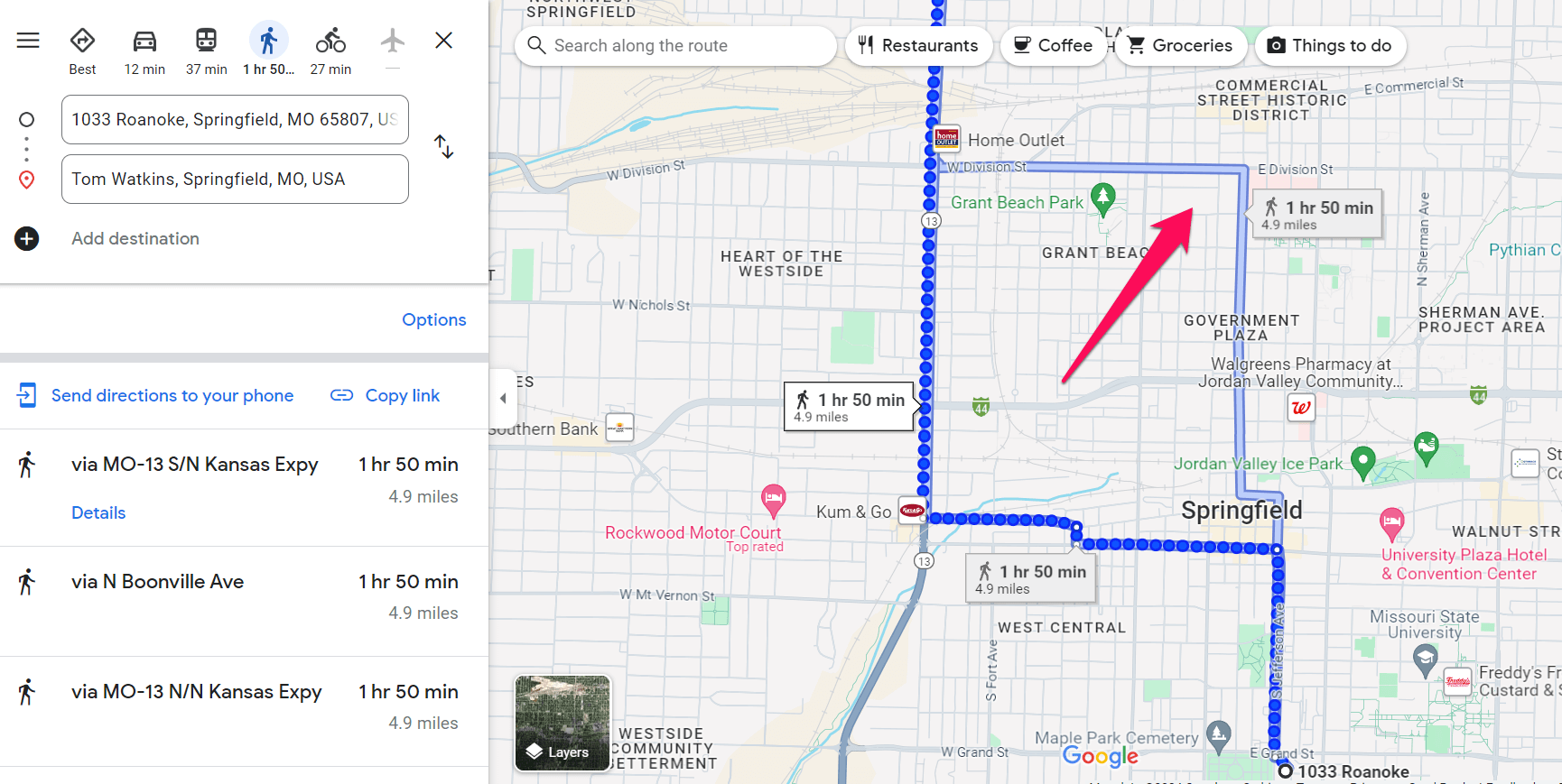 Light blue line in Google Maps