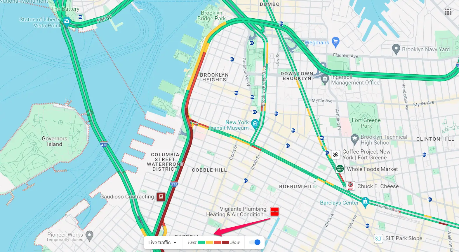 Live traffic in Google Maps