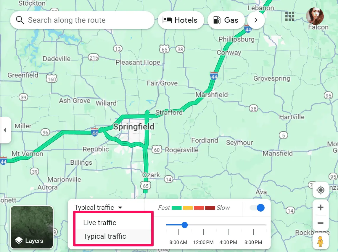 Live and Typical traffic view in Google Maps