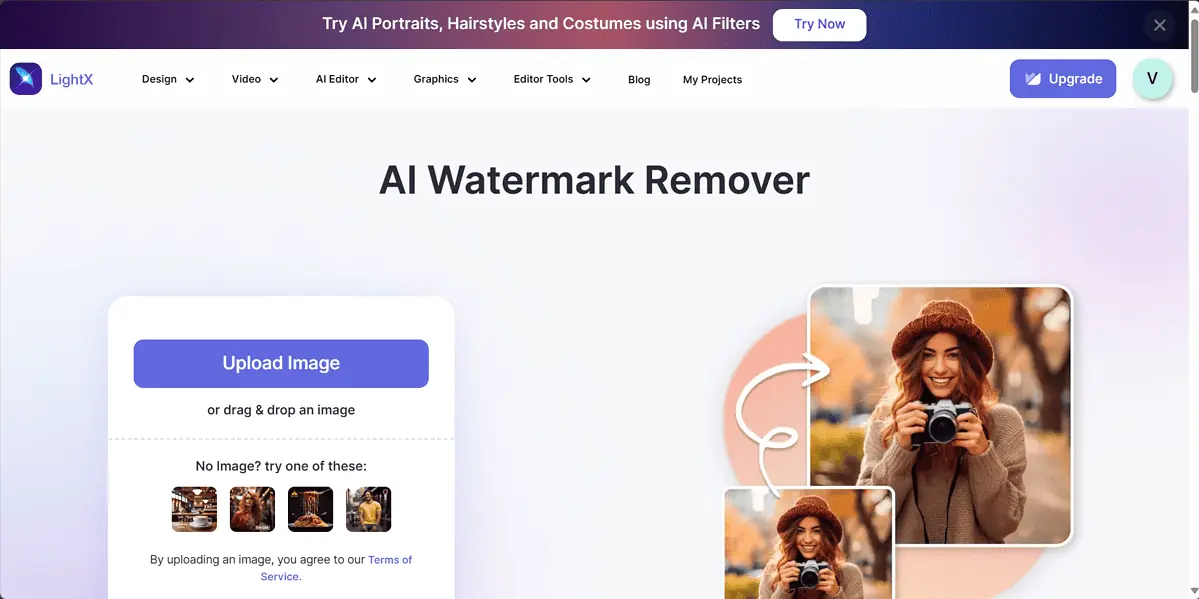 LightX Watermark Remover website