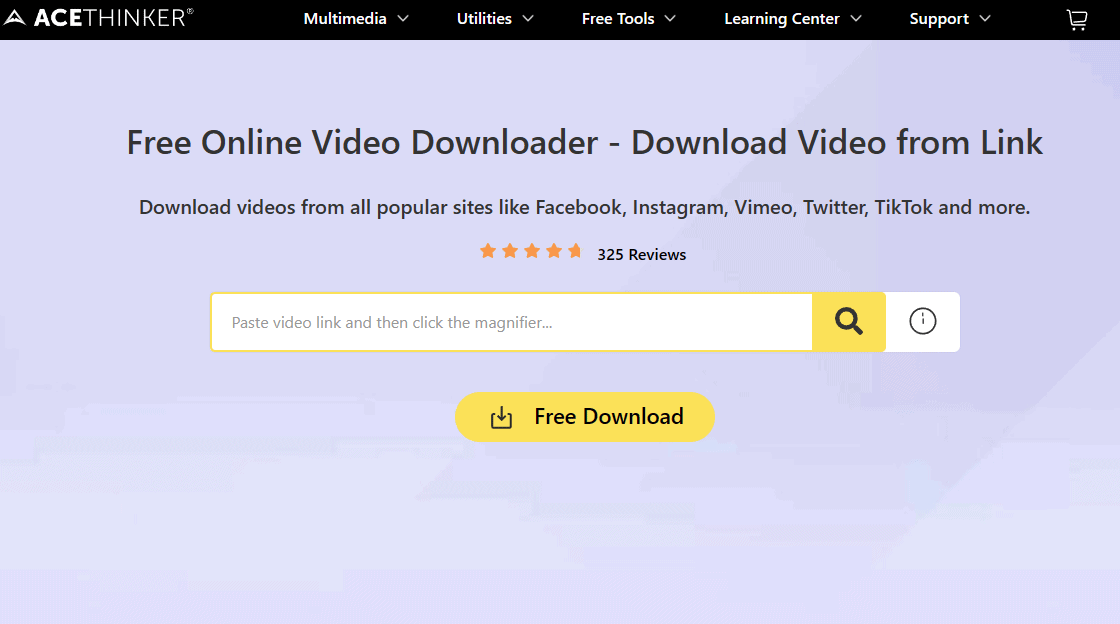 AceThinker Online Video Downloader webpage