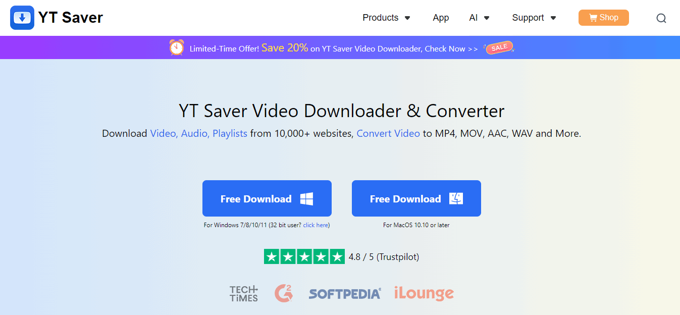 YT Saver download page