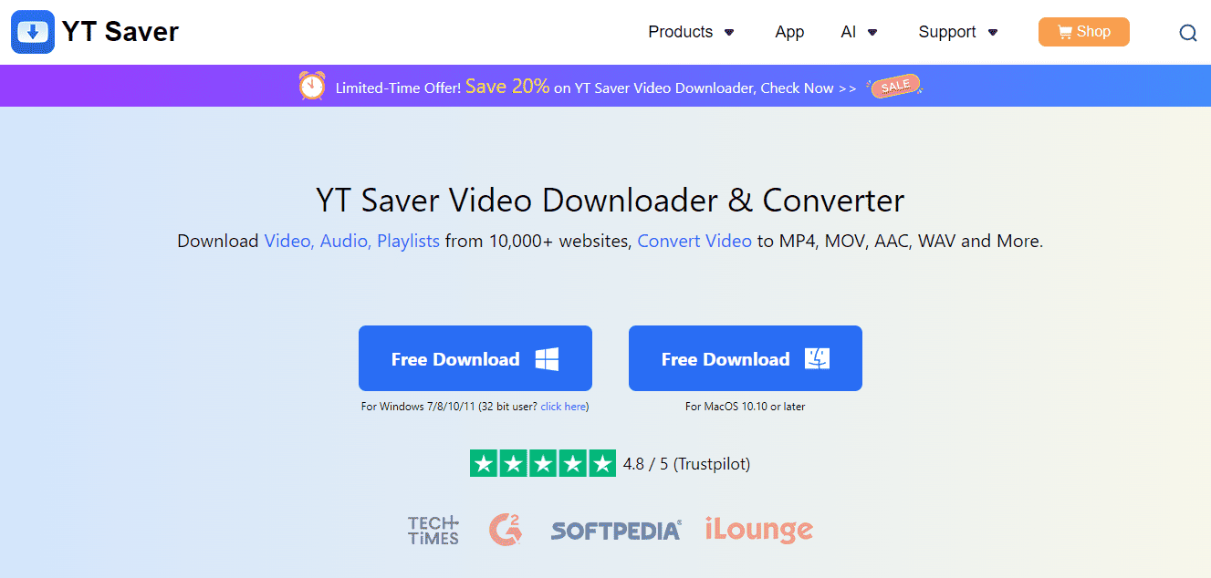 YT saver download page
