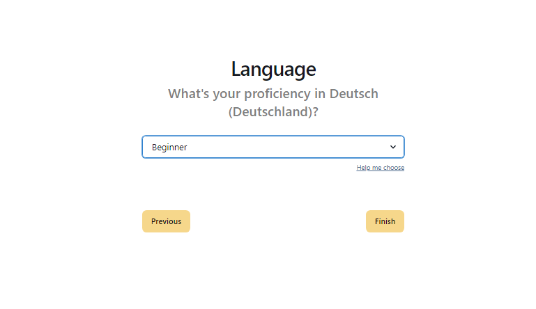 select your language proficiency