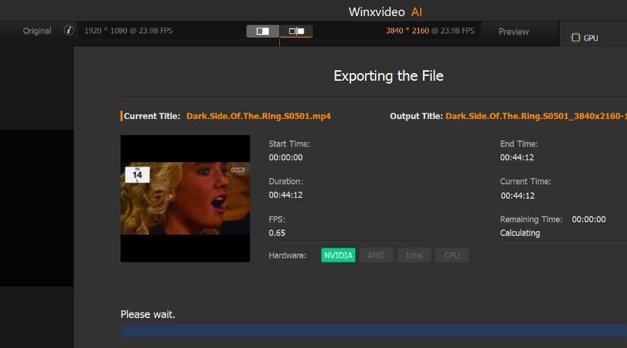 Winxvideo AI - transcoding and exporting performance 