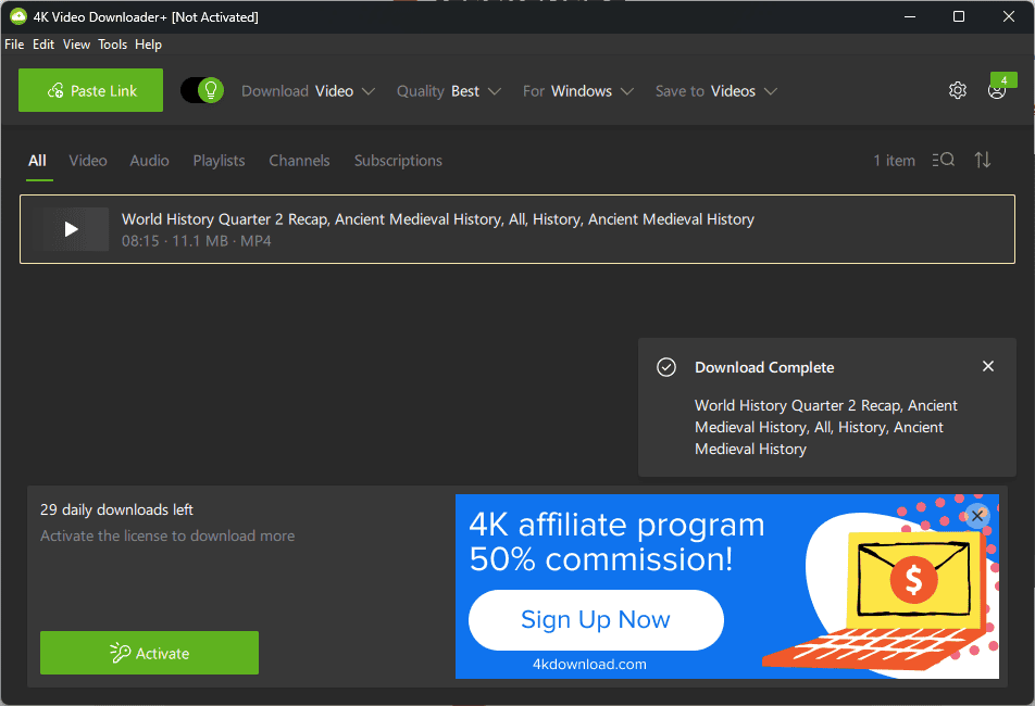 4K Video Downloader downloaded
