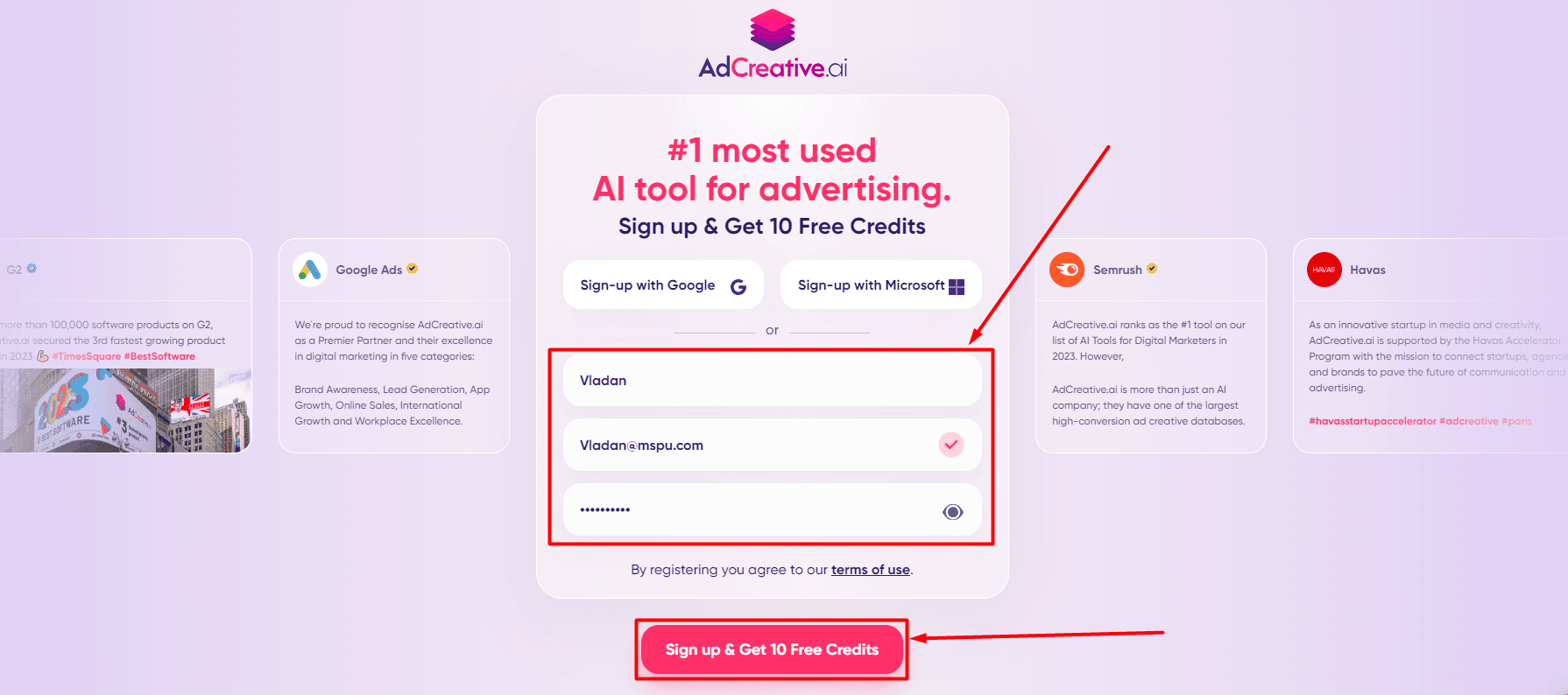 AdCreative AI tutorial registration details